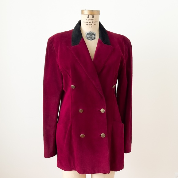 Vintage Danier Burgundy Suede Blazer - Medium - Equestrian Style Old Money - Picture 1 of 13